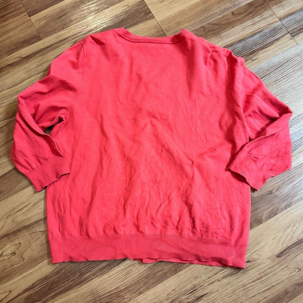 TALBOTS | Pima Cotton | Coral Button-Up Cardigan | 3/4 sleeves | soft & stretchy - Picture 2 of 6
